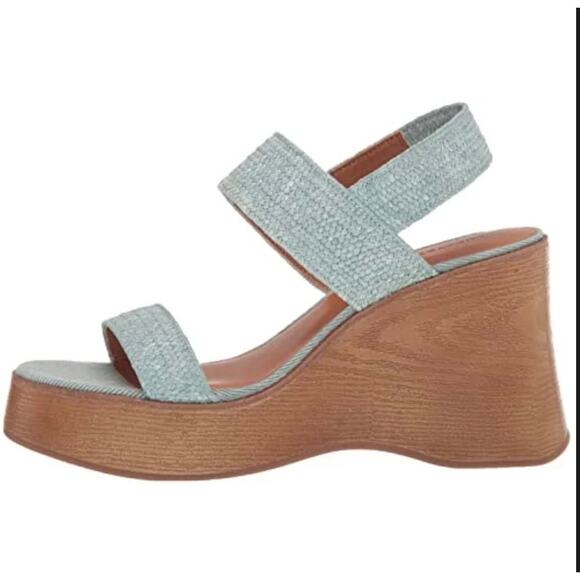 Lucky Delukah Ankle Strap Slingback Platform Wedge Sandal Wrought Iron 9.5 New - Picture 3 of 10